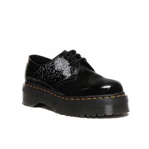 Dr. Martens Black Patent Lace-Up Platform Boots with Contrast Stitching